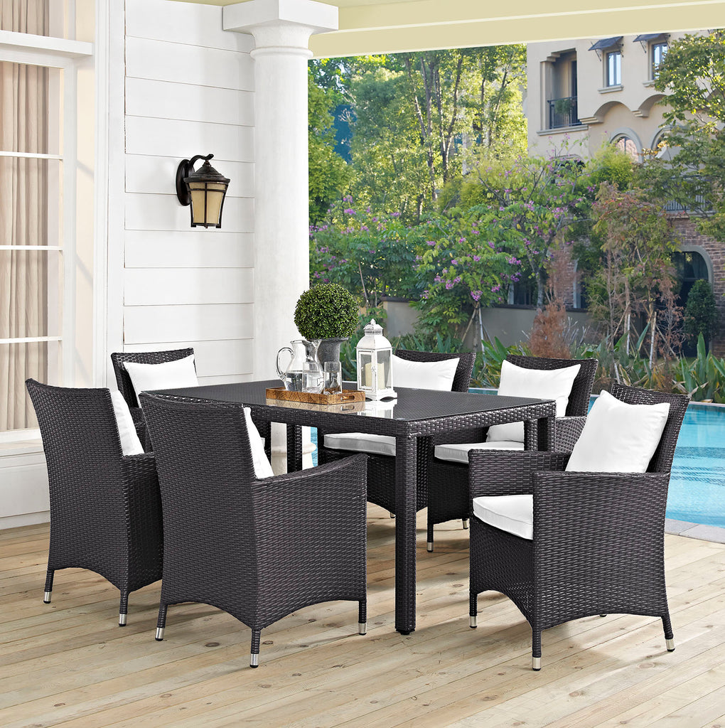 Convene 7 Piece Outdoor Patio Dining Set in Espresso White-1