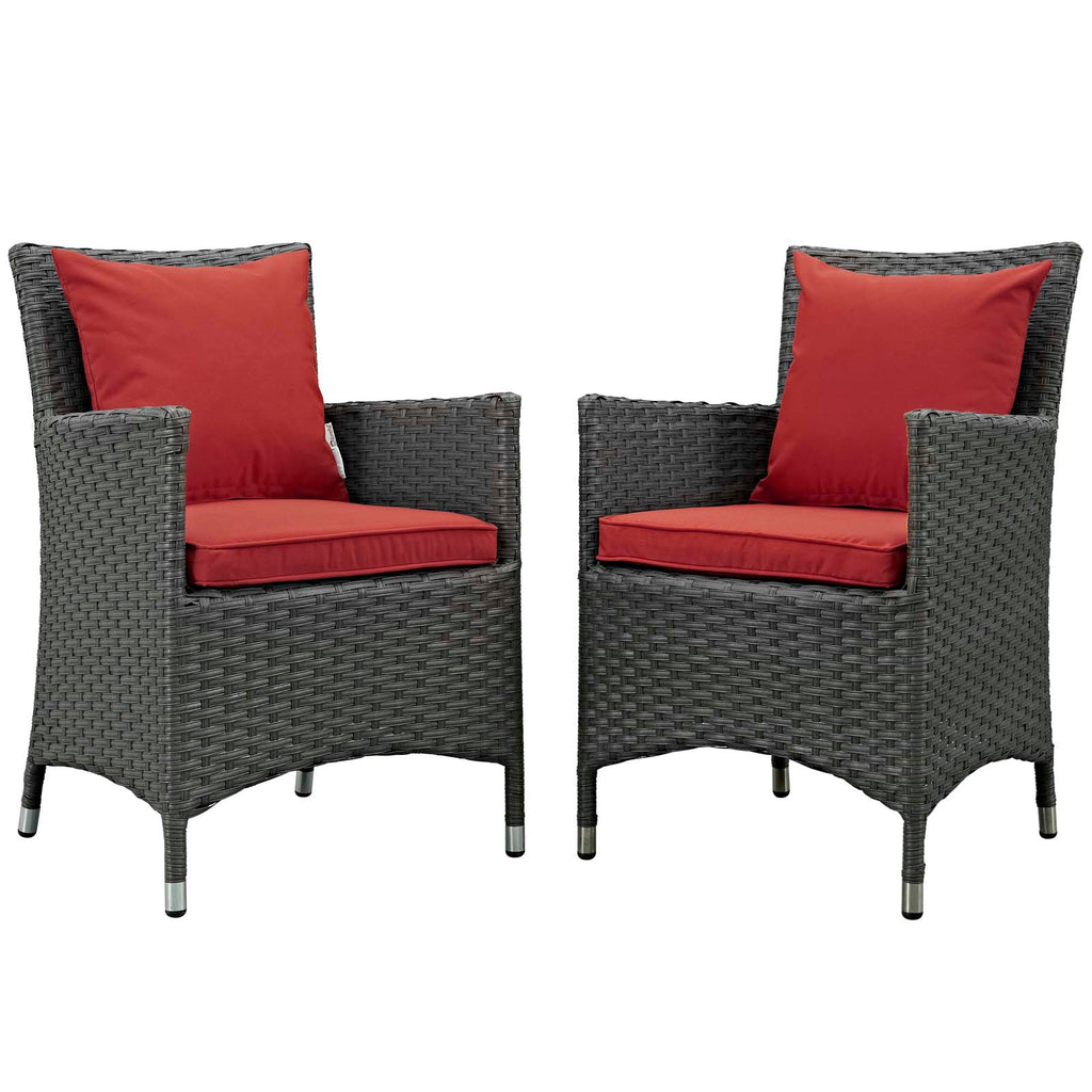 Sojourn 2 Piece Outdoor Patio Sunbrella Dining Set in Canvas Red