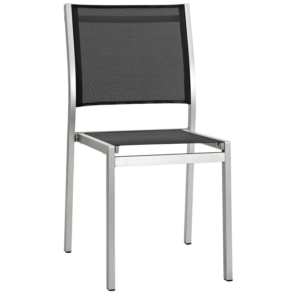 Shore Outdoor Patio Aluminum Side Chair in Silver Black