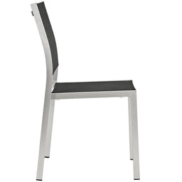 Shore Outdoor Patio Aluminum Side Chair in Silver Black