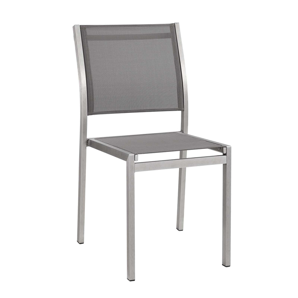 Shore Outdoor Patio Aluminum Side Chair in Silver Gray