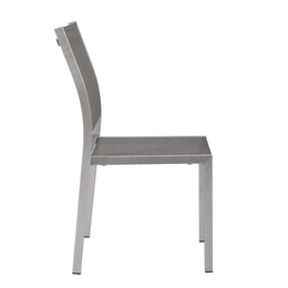 Shore Outdoor Patio Aluminum Side Chair in Silver Gray