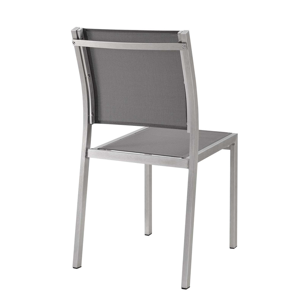 Shore Outdoor Patio Aluminum Side Chair in Silver Gray