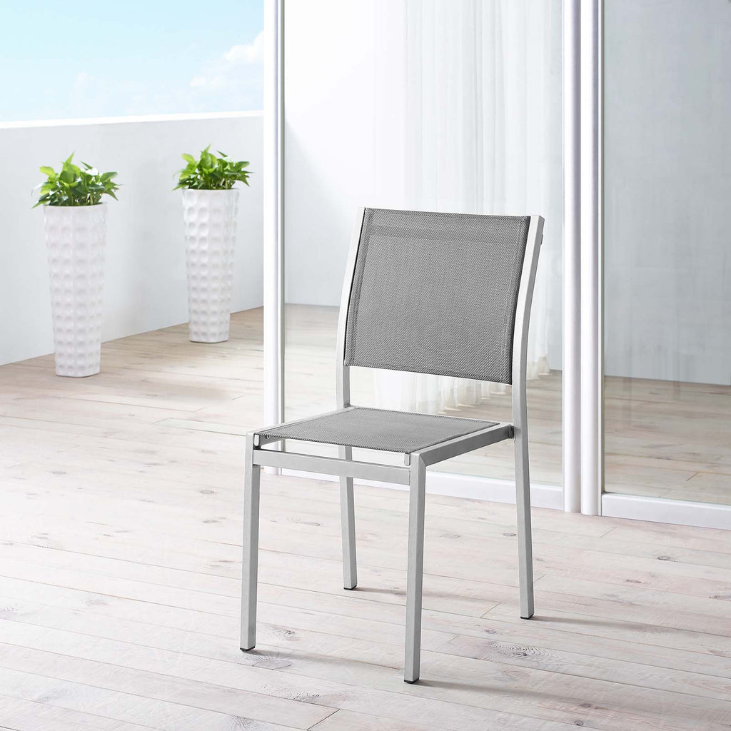 Shore Outdoor Patio Aluminum Side Chair in Silver Gray