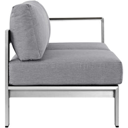 Shore Right-Arm Corner Sectional Outdoor Patio Aluminum Loveseat in Silver Gray