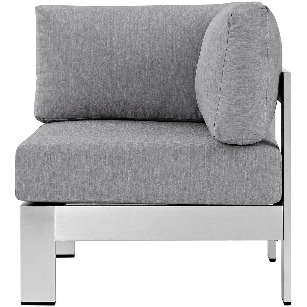 Shore Outdoor Patio Aluminum Corner Sofa in Silver Gray