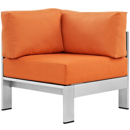 Shore Outdoor Patio Aluminum Corner Sofa in Silver Orange