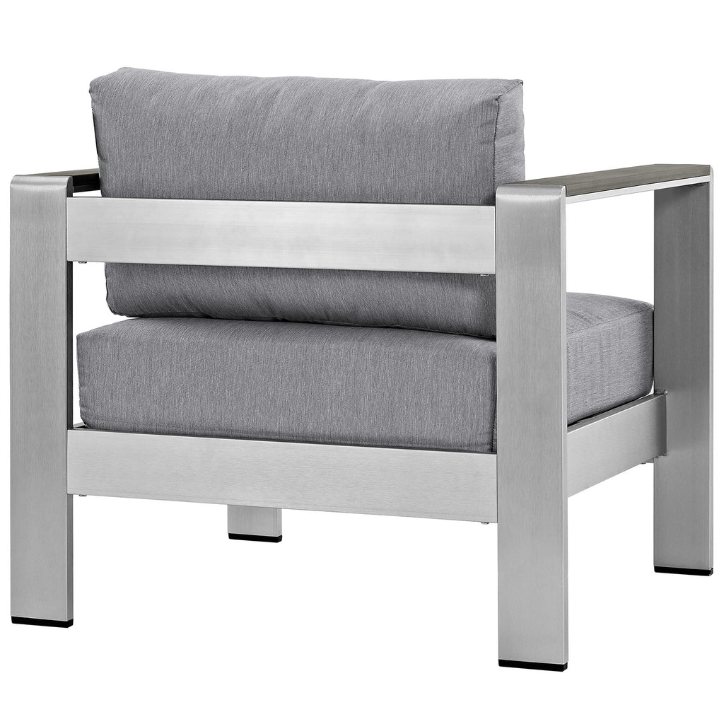 Shore Outdoor Patio Aluminum Armchair in Silver Gray