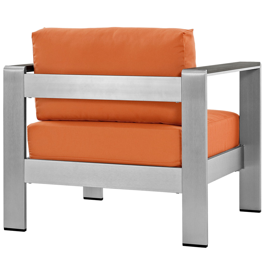 Shore Outdoor Patio Aluminum Armchair in Silver Orange