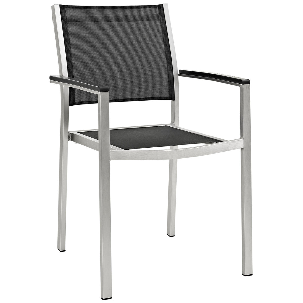 Shore Outdoor Patio Aluminum Dining Chair in Silver Black