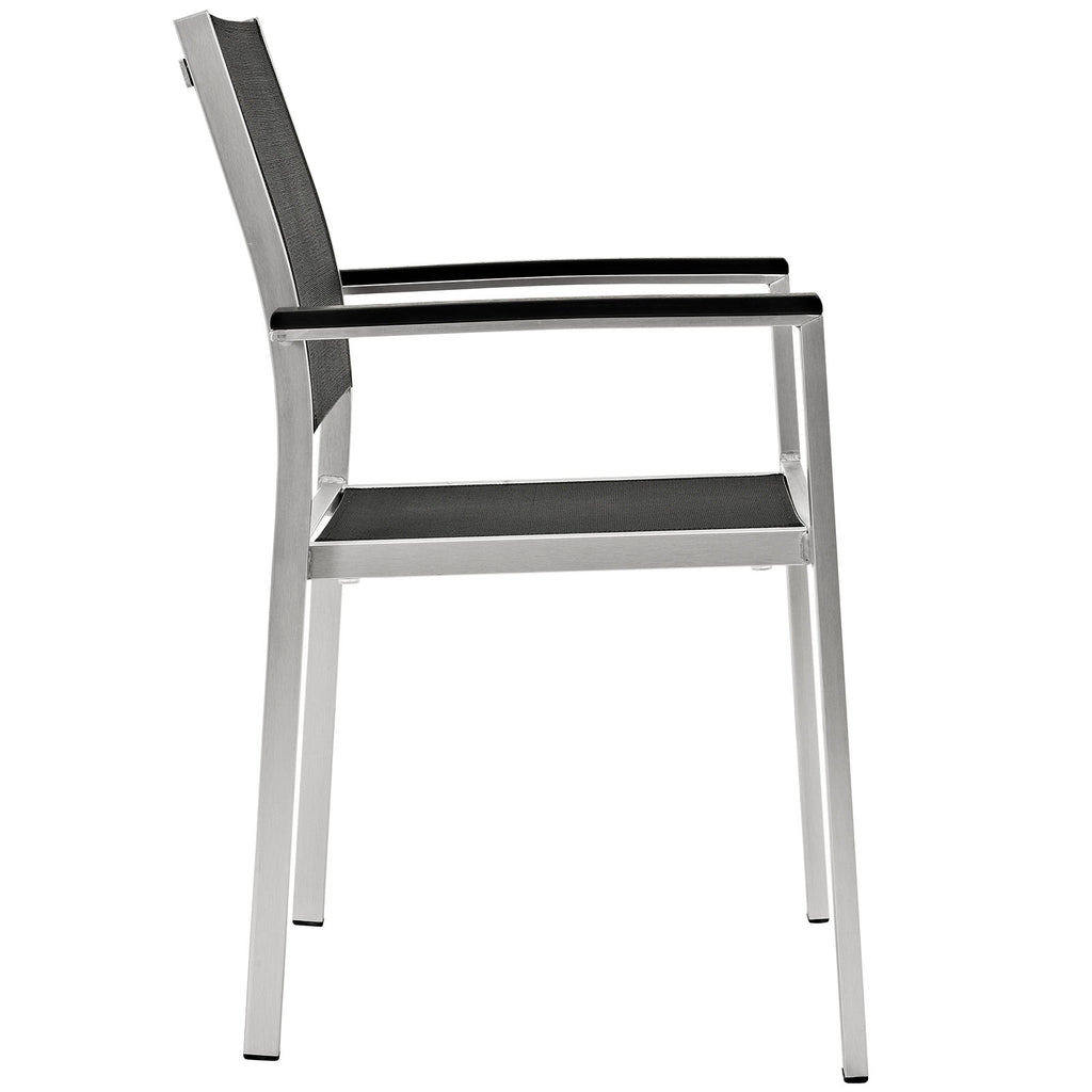 Shore Outdoor Patio Aluminum Dining Chair in Silver Black