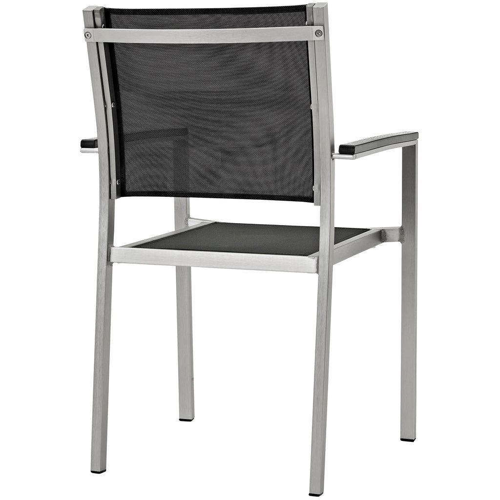 Shore Outdoor Patio Aluminum Dining Chair in Silver Black