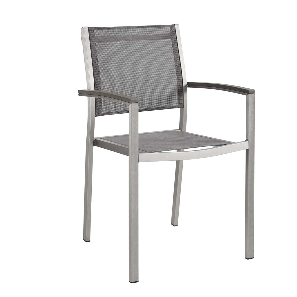 Shore Outdoor Patio Aluminum Dining Chair in Silver Gray