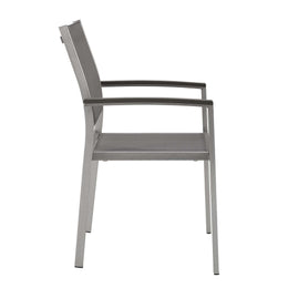 Shore Outdoor Patio Aluminum Dining Chair in Silver Gray