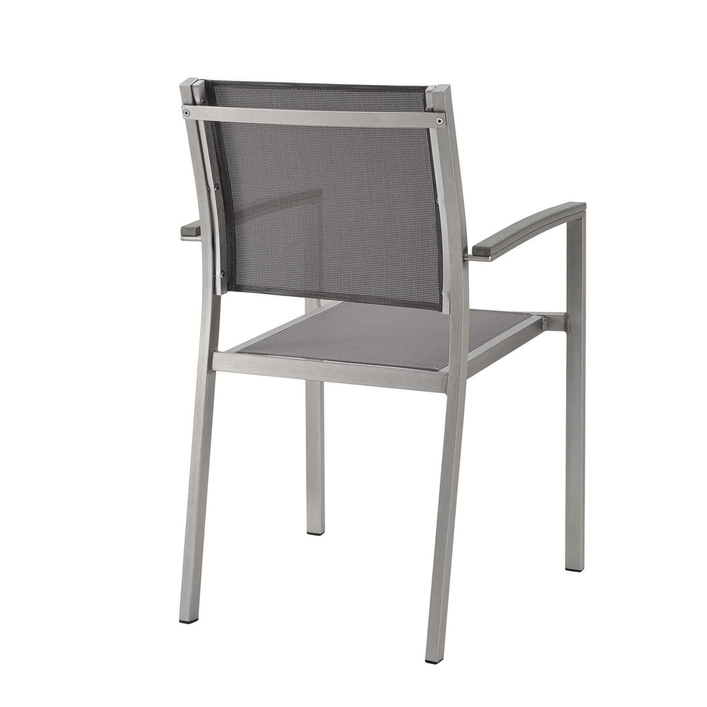 Shore Outdoor Patio Aluminum Dining Chair in Silver Gray