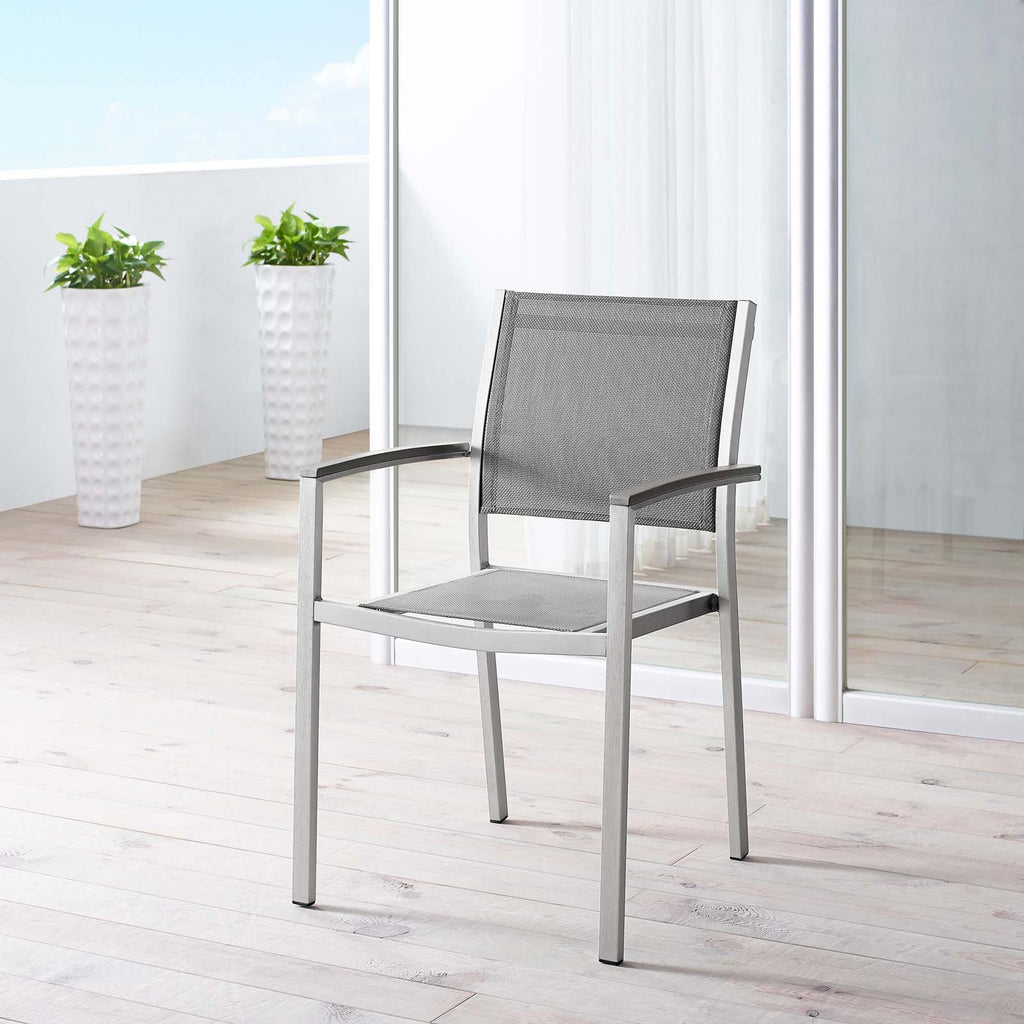 Shore Outdoor Patio Aluminum Dining Chair in Silver Gray