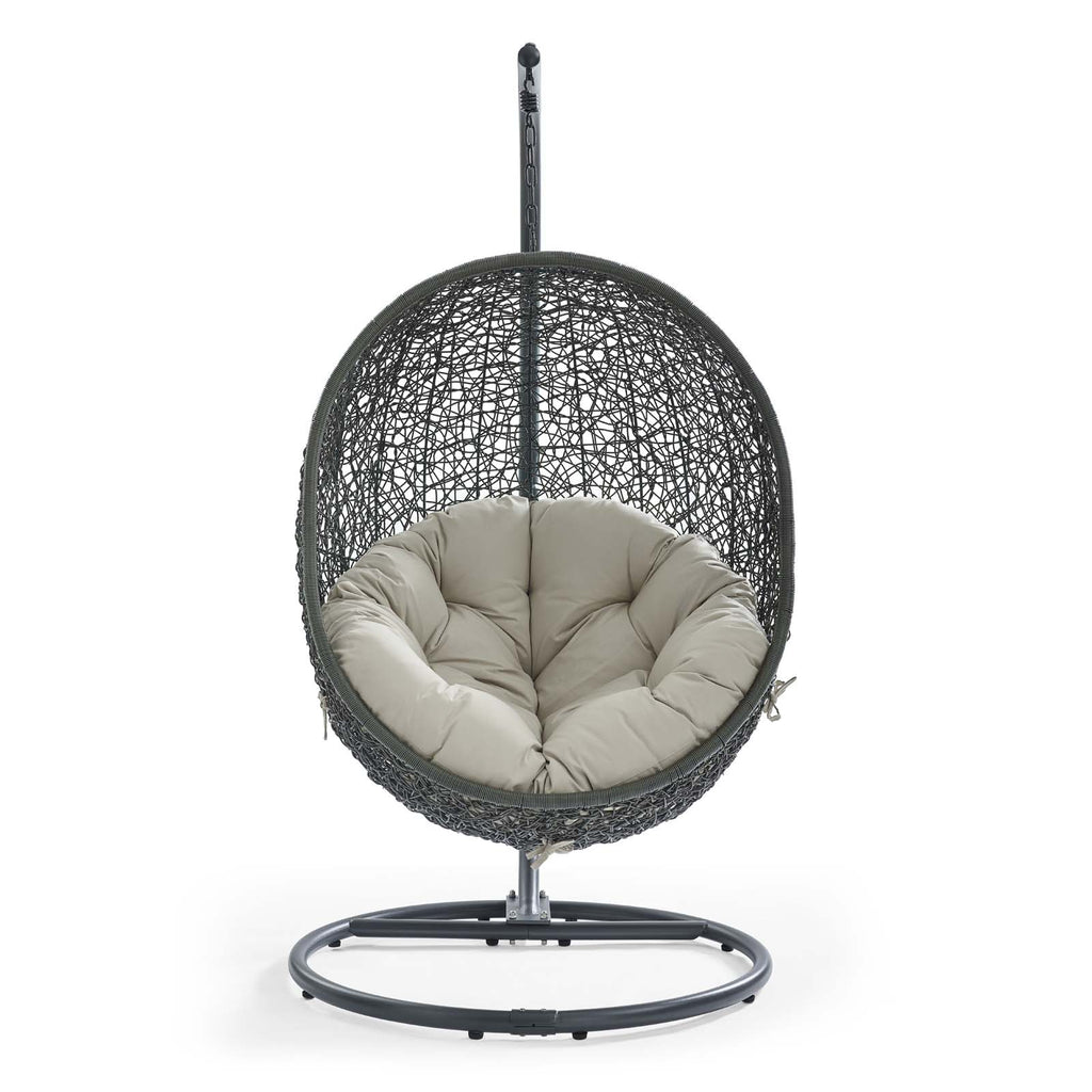 Hide Outdoor Patio Swing Chair With Stand in Gray Beige