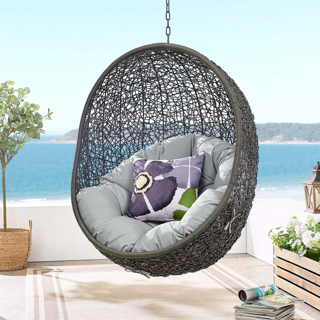 Hide Outdoor Patio Swing Chair With Stand in Gray