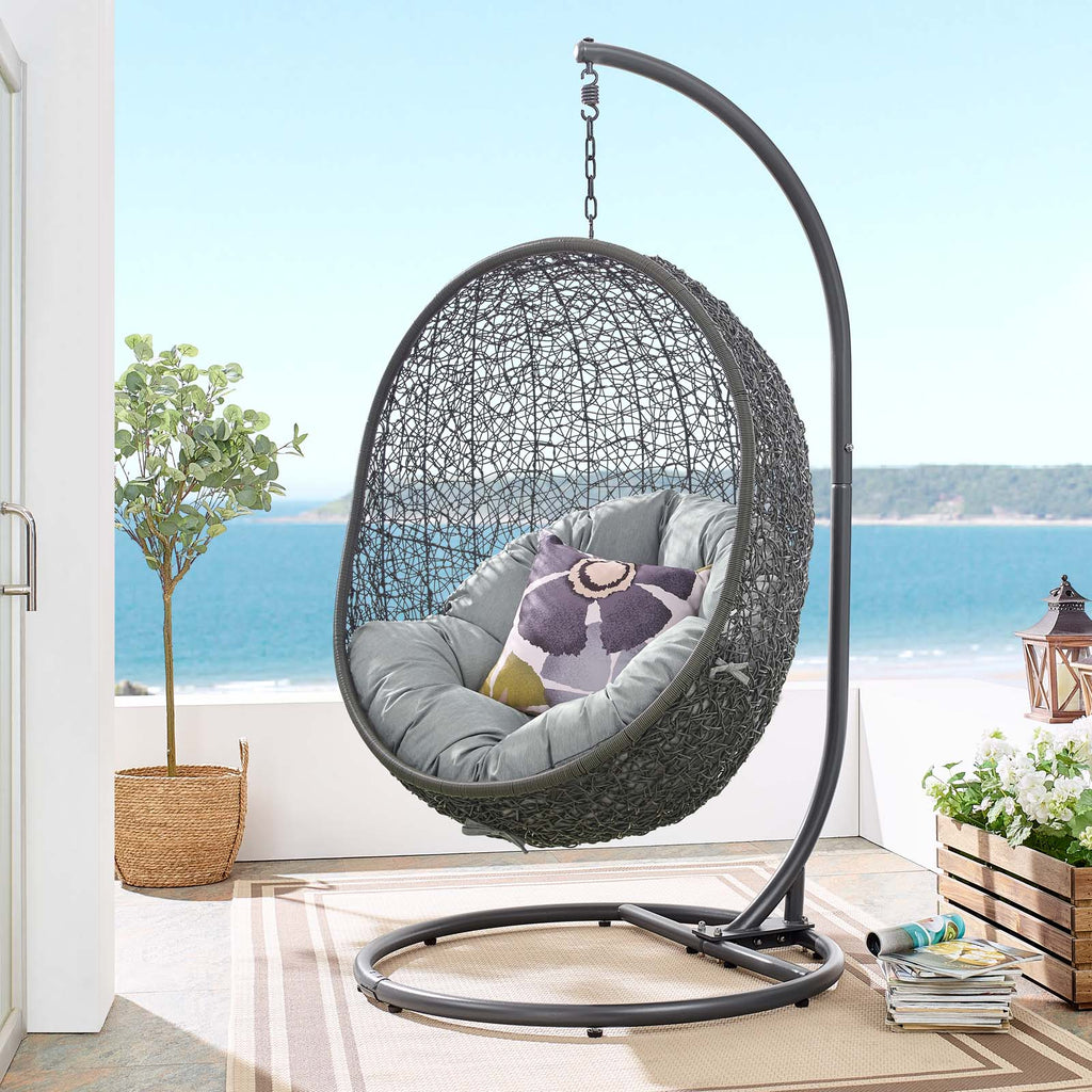 Hide Outdoor Patio Swing Chair With Stand in Gray