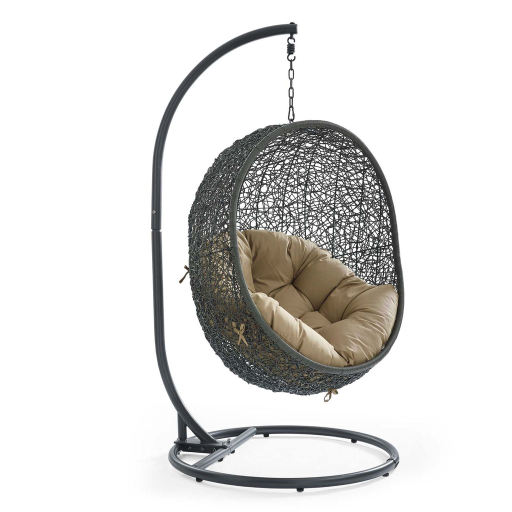 Hide Outdoor Patio Swing Chair With Stand in Gray Mocha