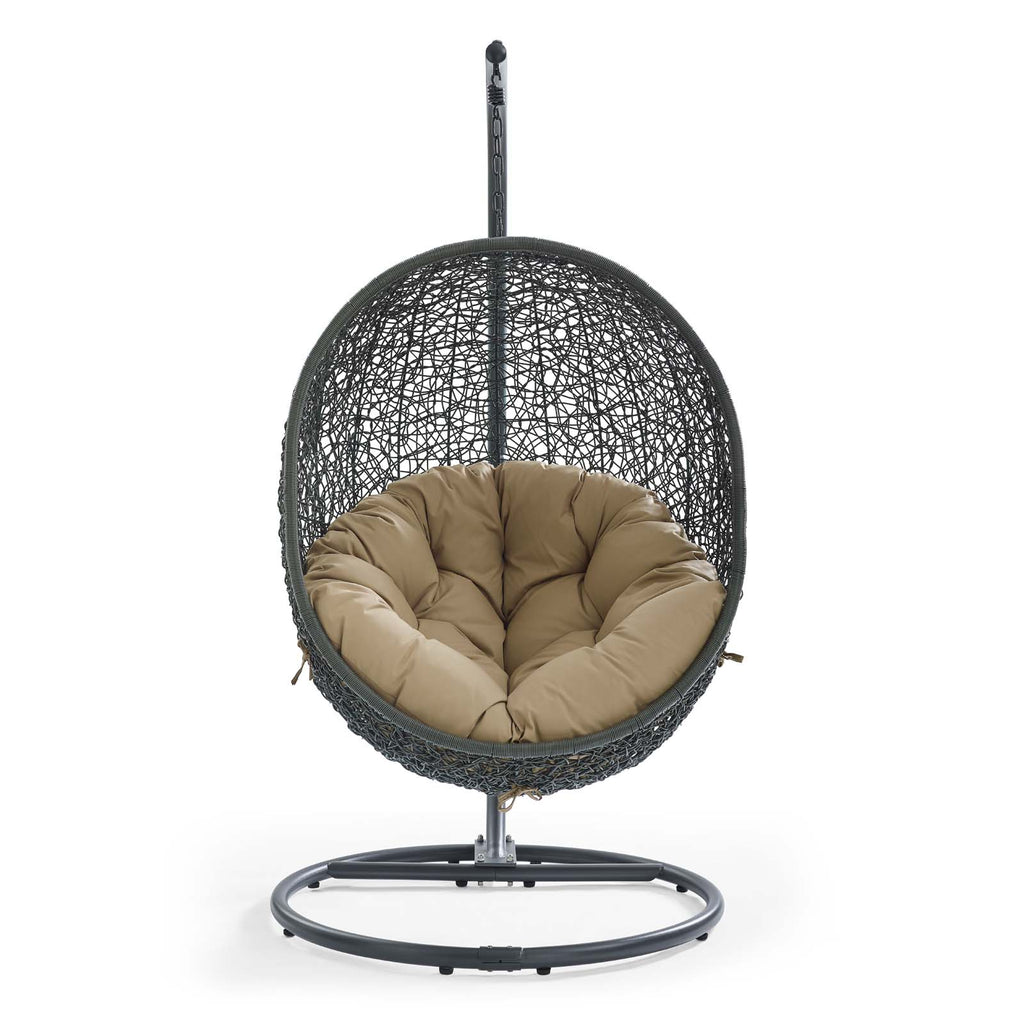 Hide Outdoor Patio Swing Chair With Stand in Gray Mocha