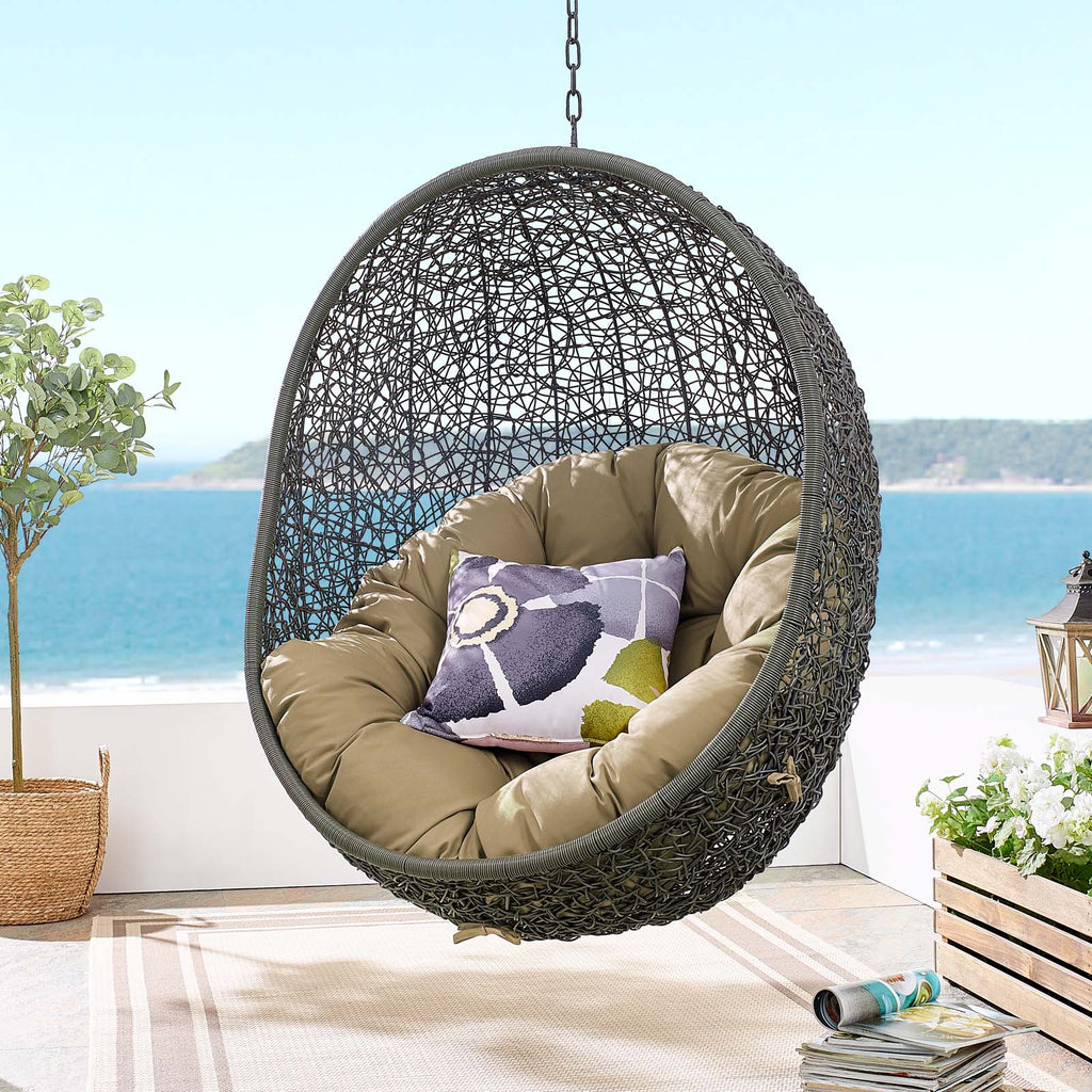 Hide Outdoor Patio Swing Chair With Stand in Gray Mocha