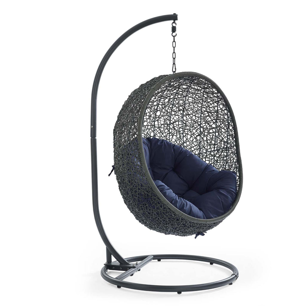 Hide Outdoor Patio Swing Chair With Stand in Gray Navy