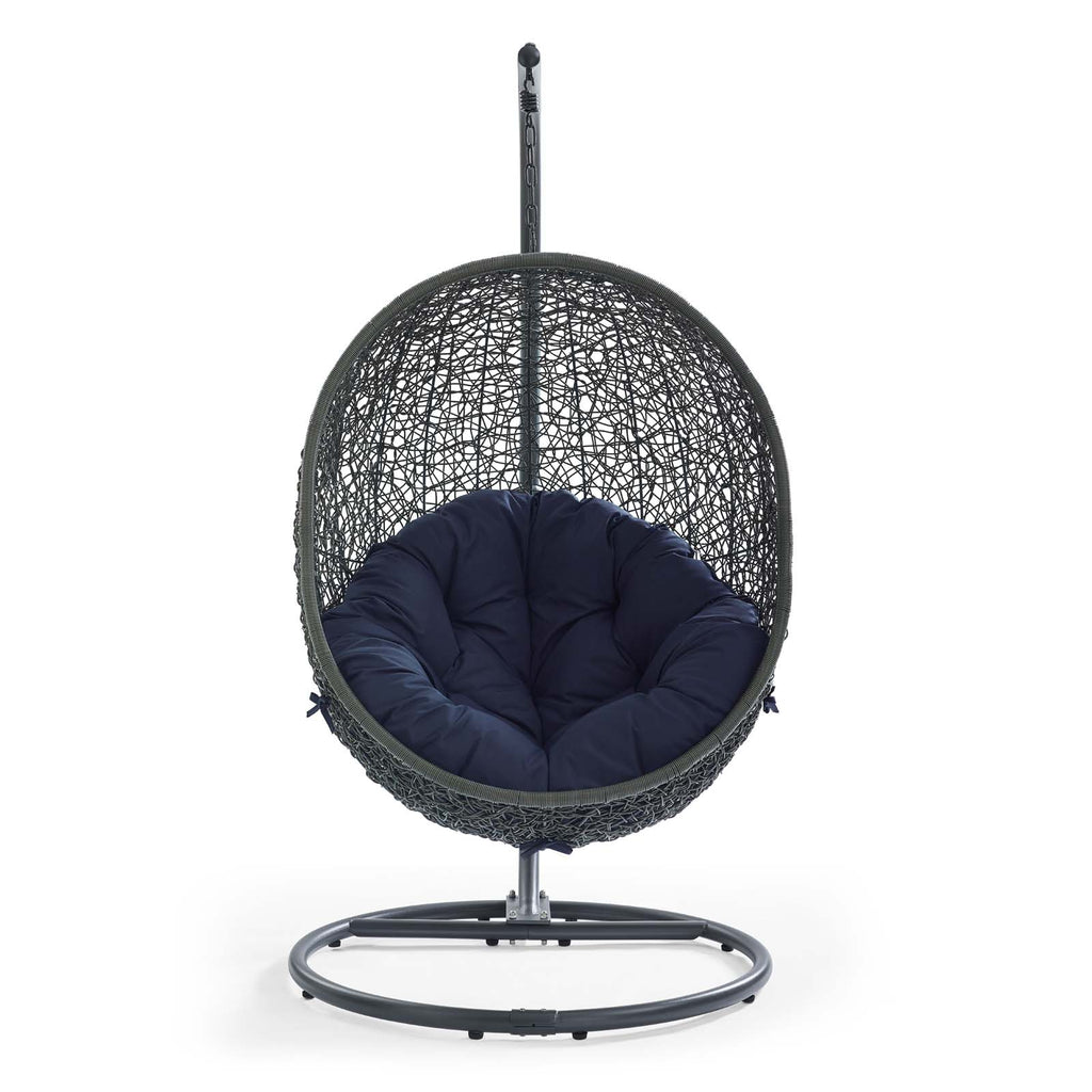 Hide Outdoor Patio Swing Chair With Stand in Gray Navy