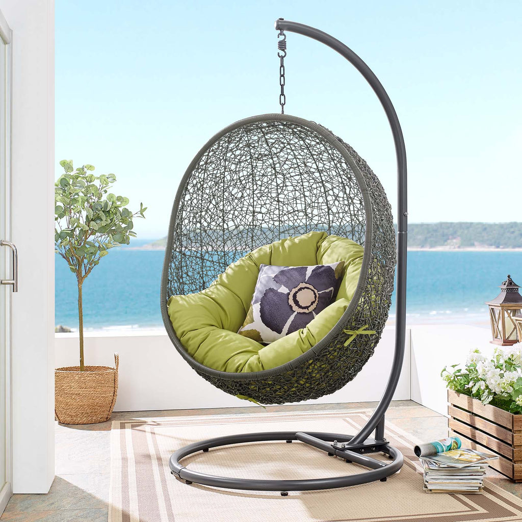 Hide Outdoor Patio Swing Chair With Stand in Gray Peridot