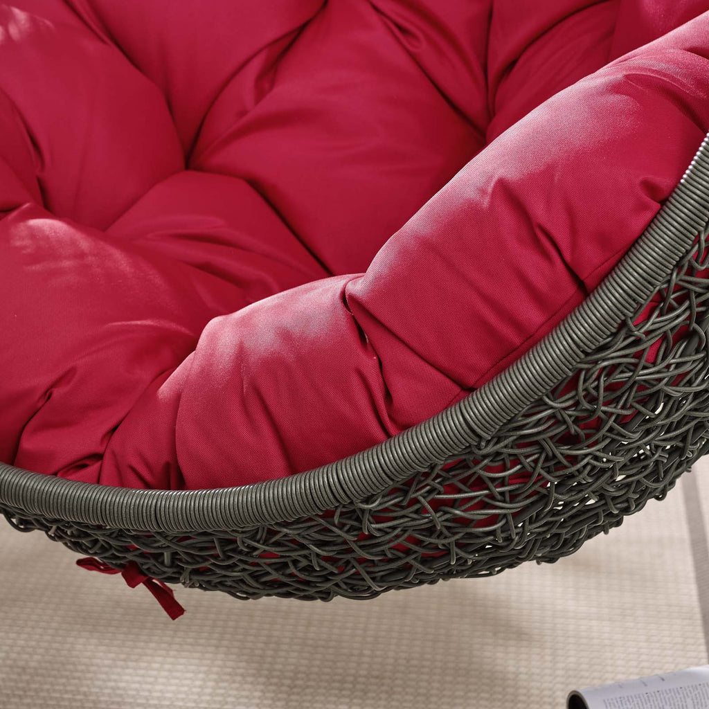 Hide Outdoor Patio Swing Chair With Stand in Gray Red