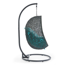 Hide Outdoor Patio Swing Chair With Stand in Gray Turquoise