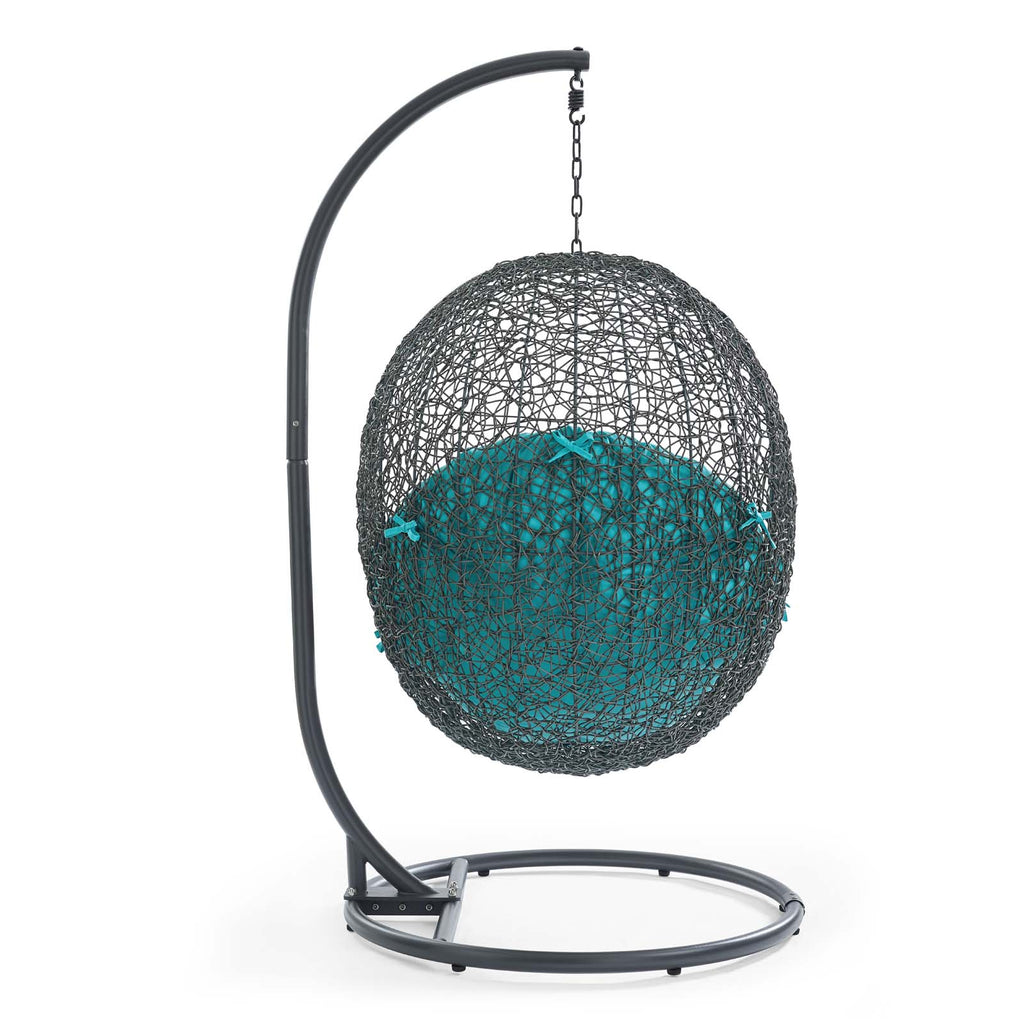 Hide Outdoor Patio Swing Chair With Stand in Gray Turquoise