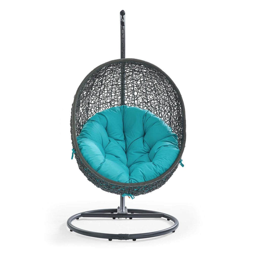 Hide Outdoor Patio Swing Chair With Stand in Gray Turquoise