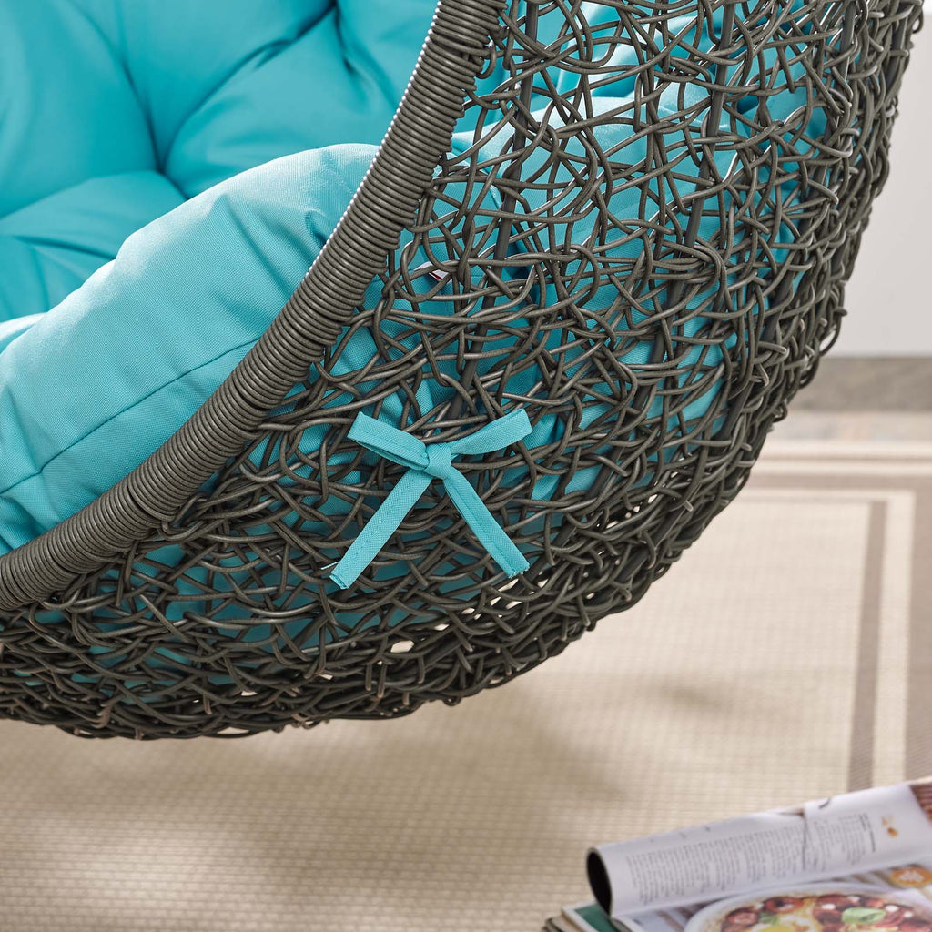 Hide Outdoor Patio Swing Chair With Stand in Gray Turquoise