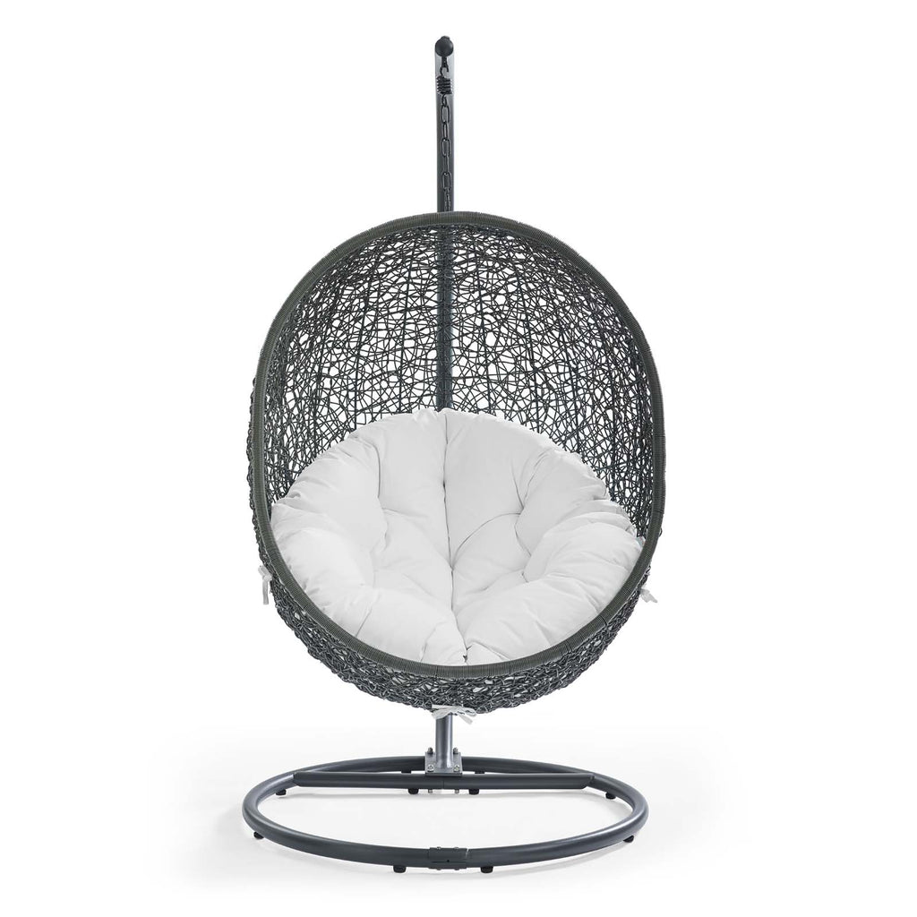 Hide Outdoor Patio Swing Chair With Stand in Gray White