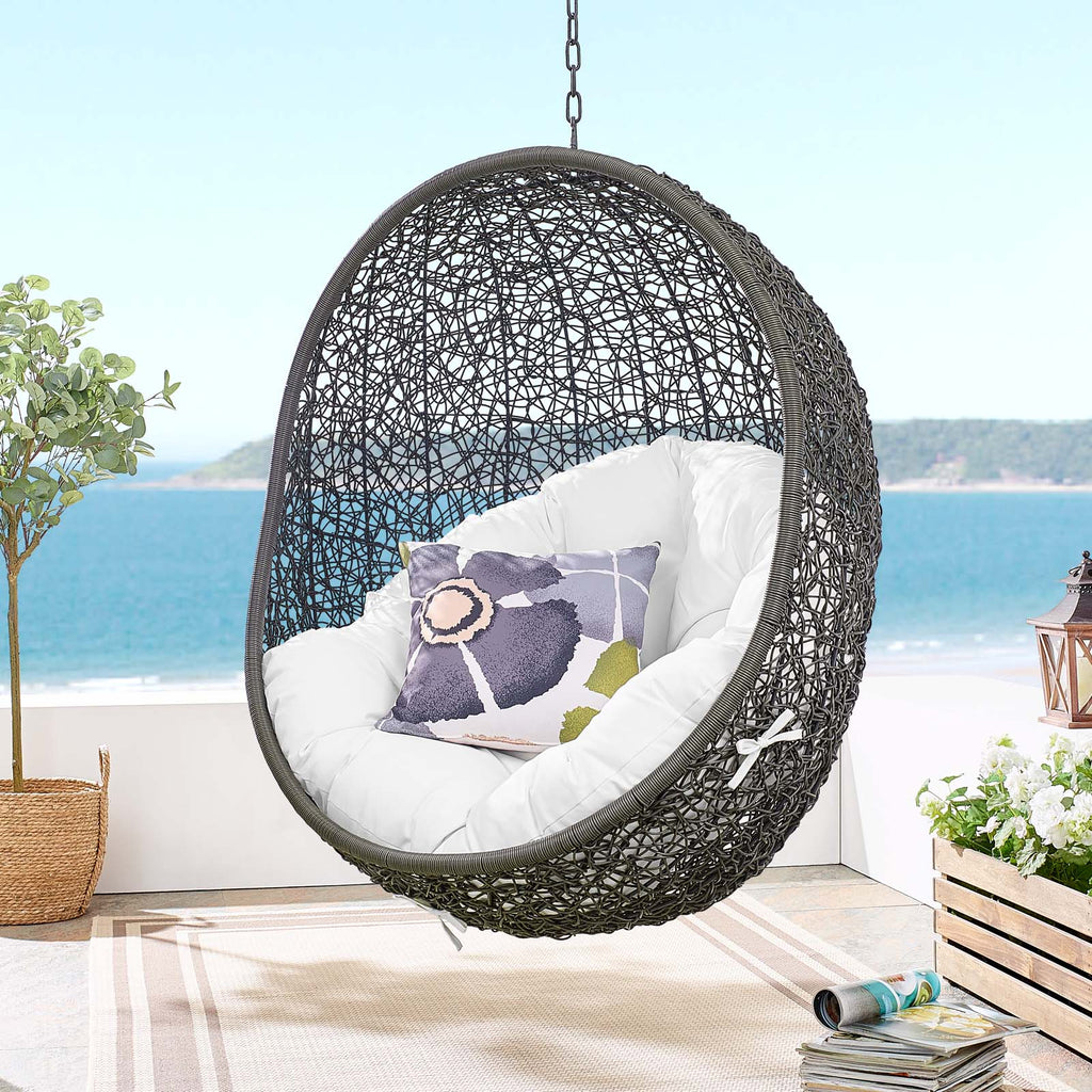 Hide Outdoor Patio Swing Chair With Stand in Gray White