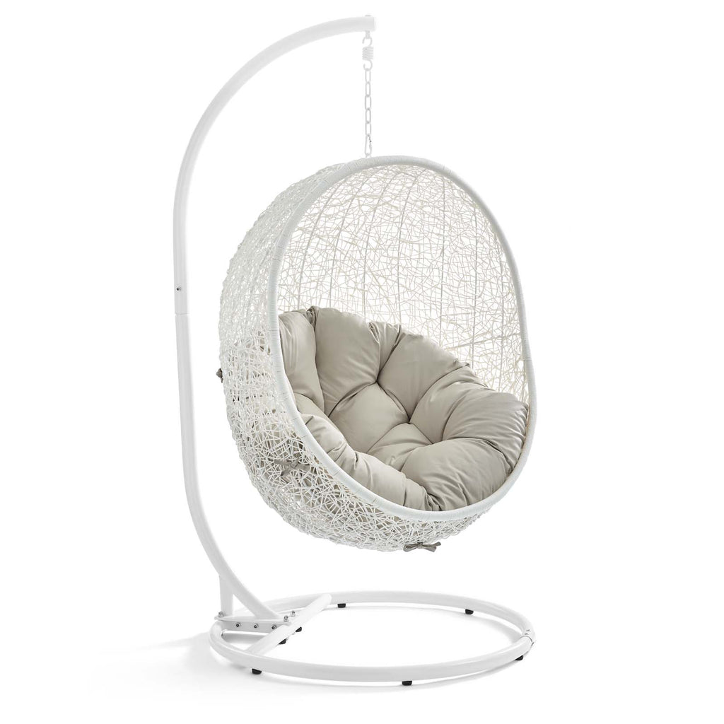 Hide Outdoor Patio Swing Chair With Stand in White Beige