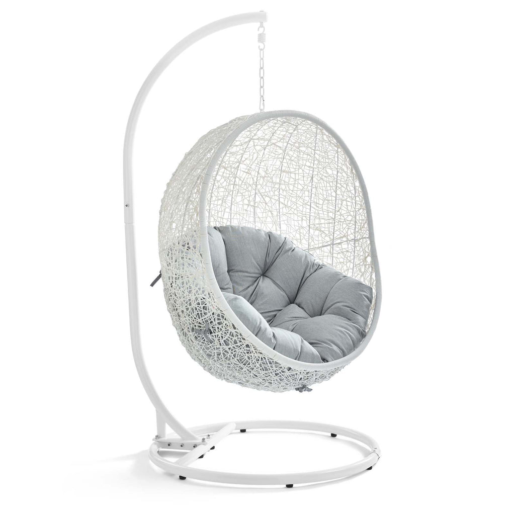 Hide Outdoor Patio Swing Chair With Stand in White Gray