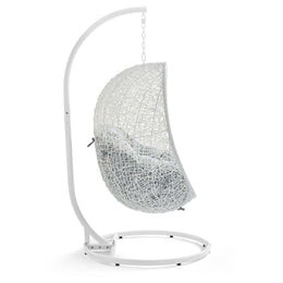 Hide Outdoor Patio Swing Chair With Stand in White Gray