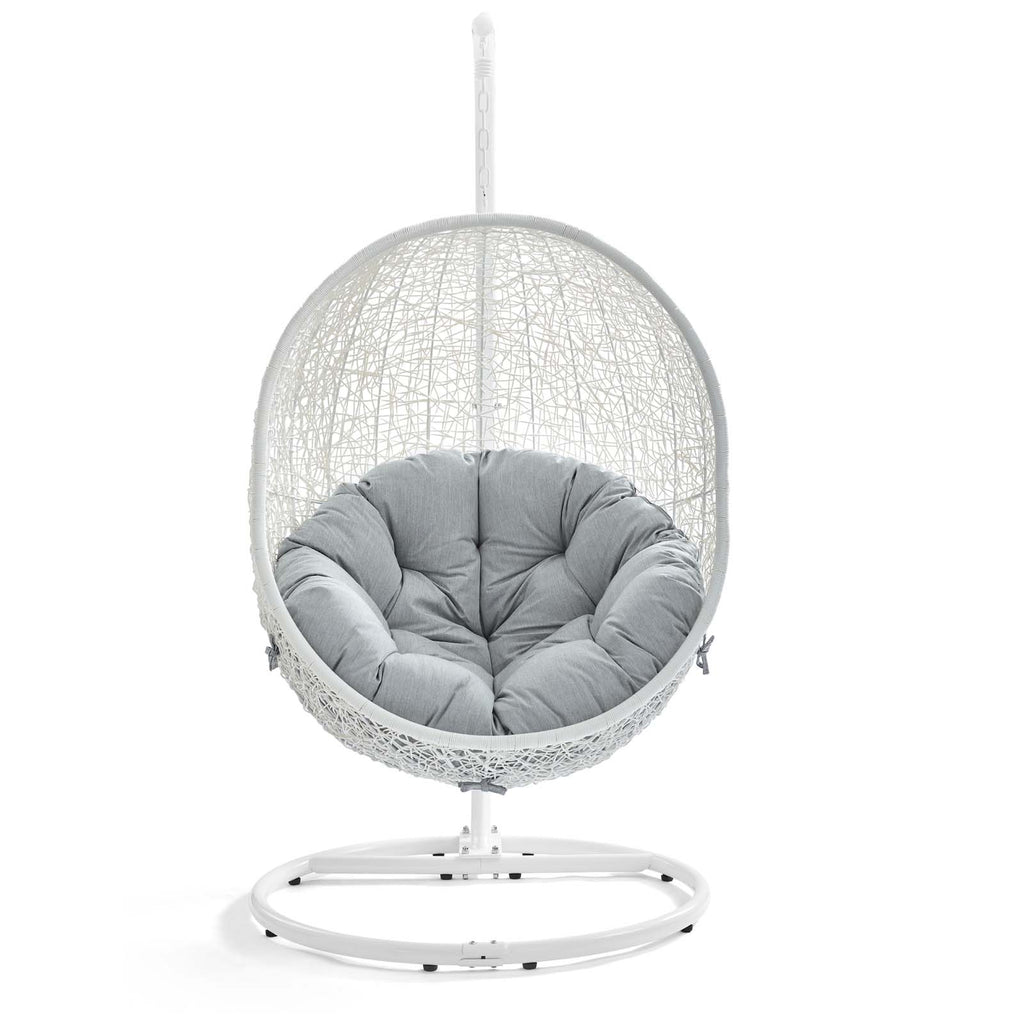 Hide Outdoor Patio Swing Chair With Stand in White Gray