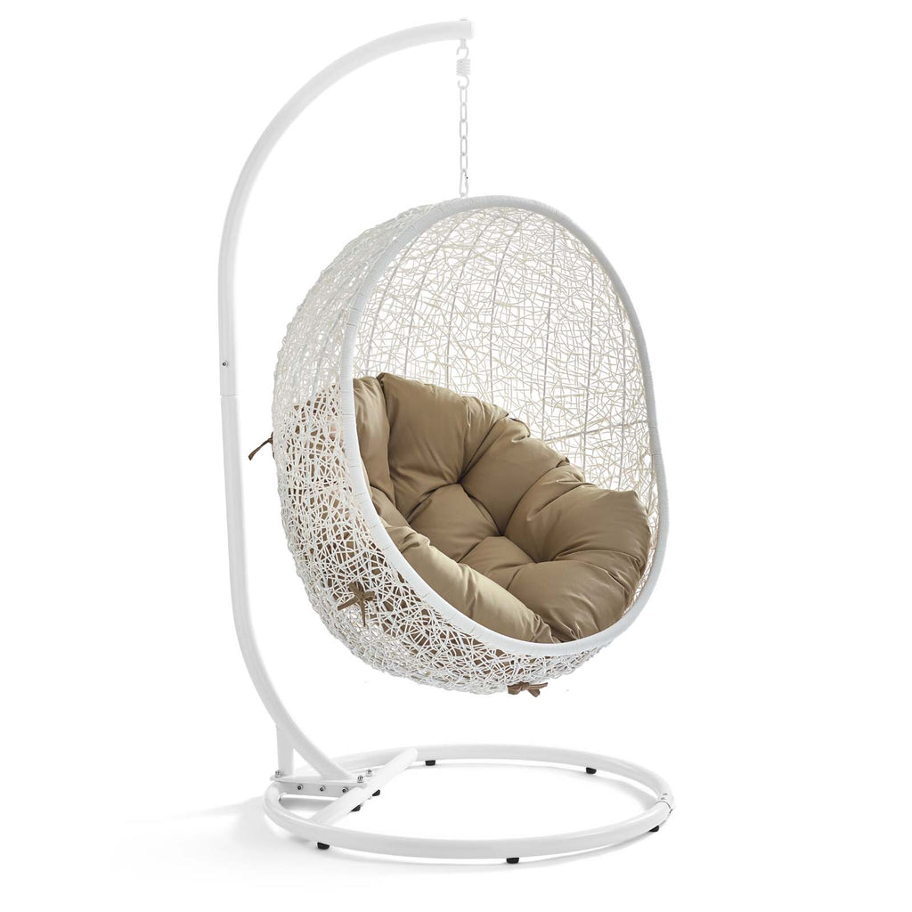 Hide Outdoor Patio Swing Chair With Stand in White Mocha