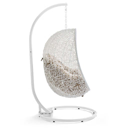 Hide Outdoor Patio Swing Chair With Stand in White Mocha