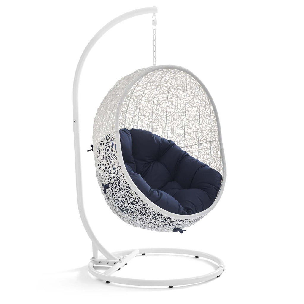 Hide Outdoor Patio Swing Chair With Stand in White Navy