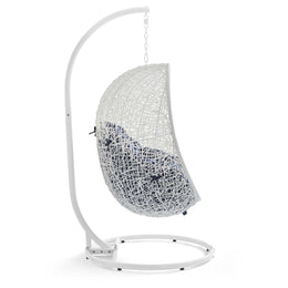 Hide Outdoor Patio Swing Chair With Stand in White Navy