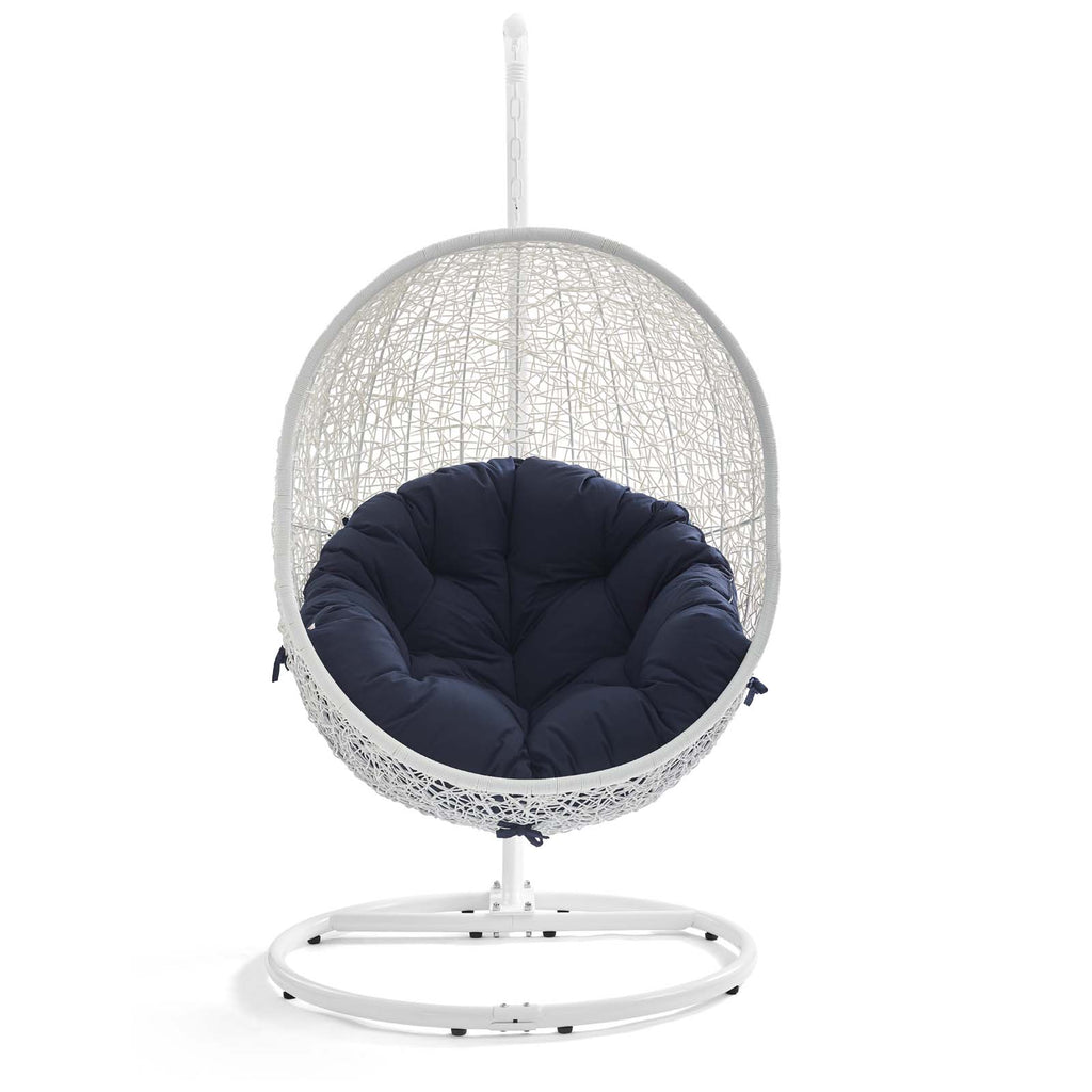 Hide Outdoor Patio Swing Chair With Stand in White Navy