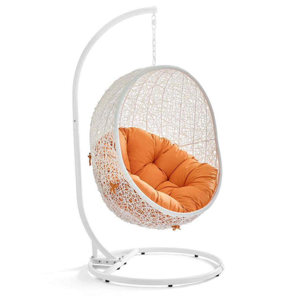 Hide Outdoor Patio Swing Chair With Stand in White Orange