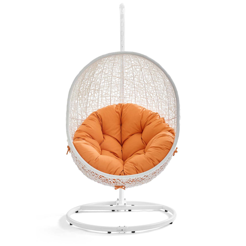 Hide Outdoor Patio Swing Chair With Stand in White Orange