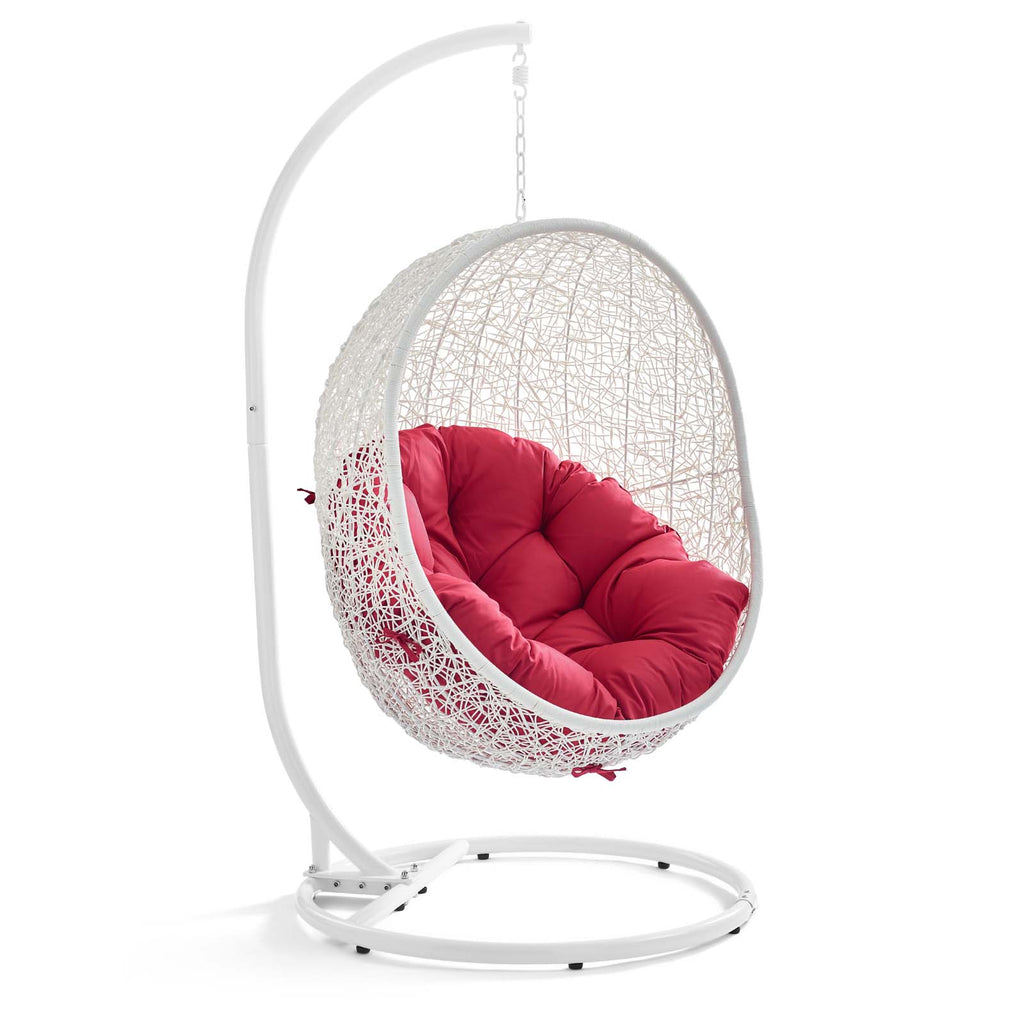 Hide Outdoor Patio Swing Chair With Stand in White Red