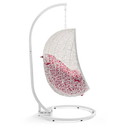 Hide Outdoor Patio Swing Chair With Stand in White Red