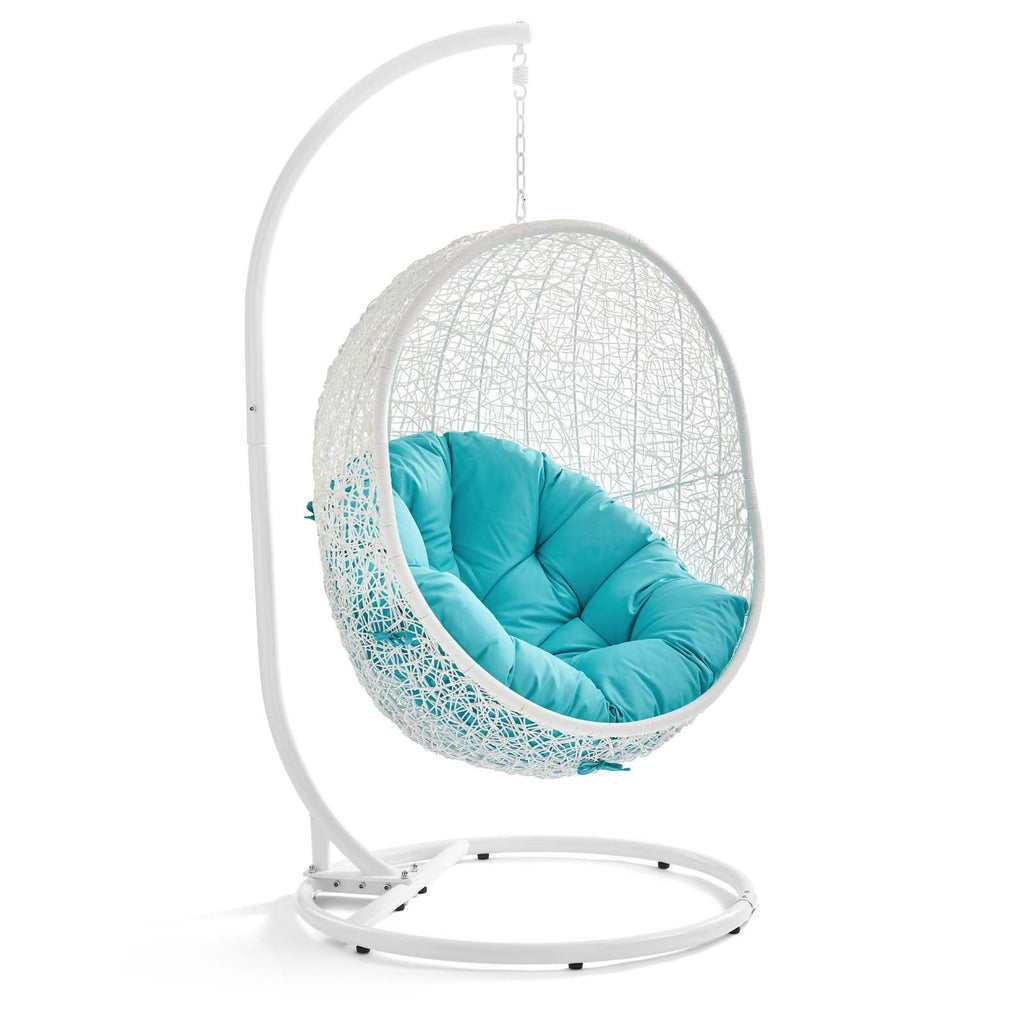 Hide Outdoor Patio Swing Chair With Stand in White Turquoise